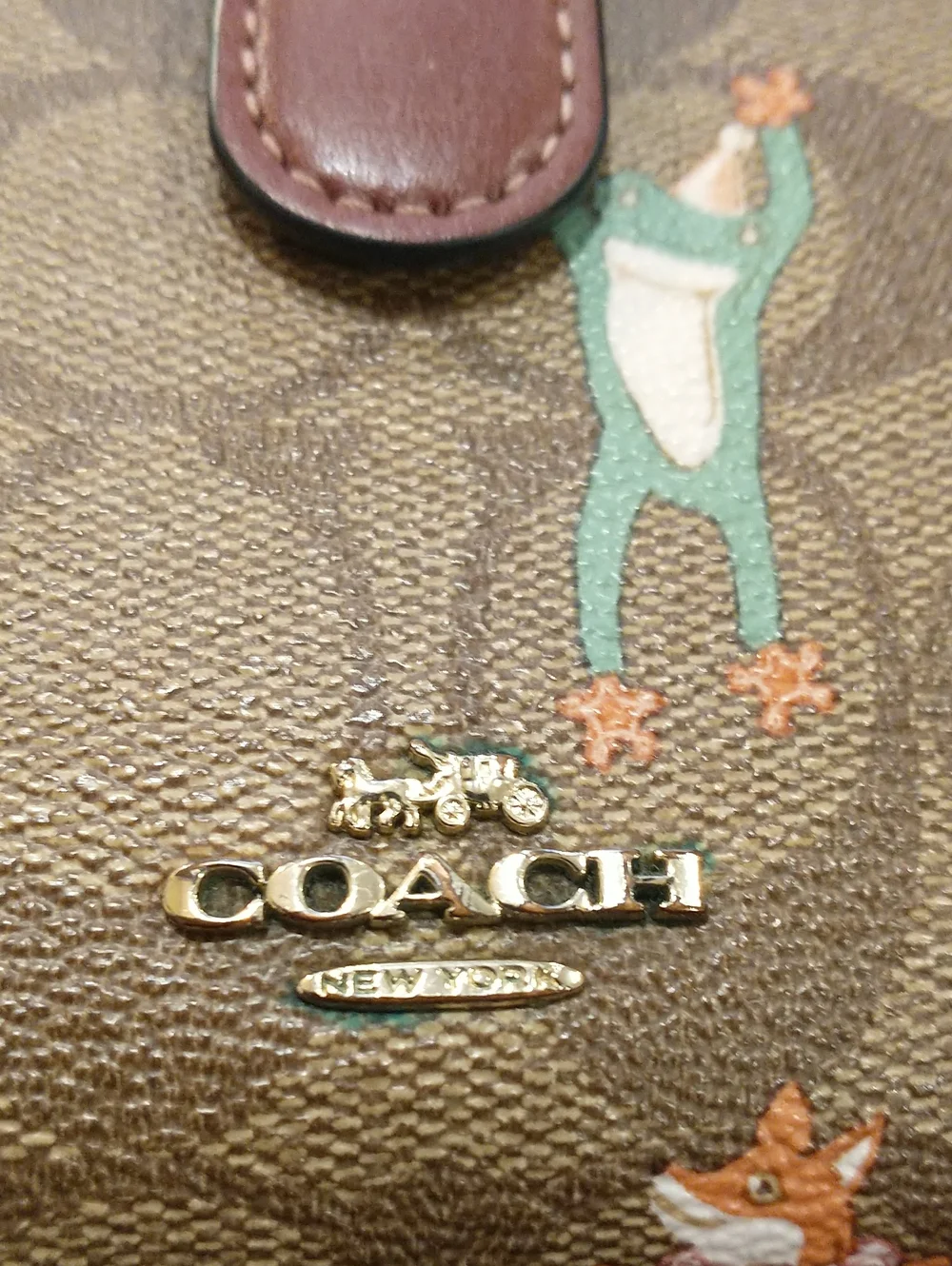 Whimsical Coach Signature Canvas Small Wallet with Cartoon Accents - Picture 7 of 14